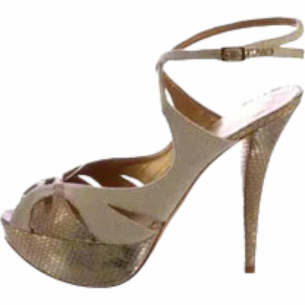 Stuart Weitzman Y278038 Eggshell Canvas With Liza… - image 4